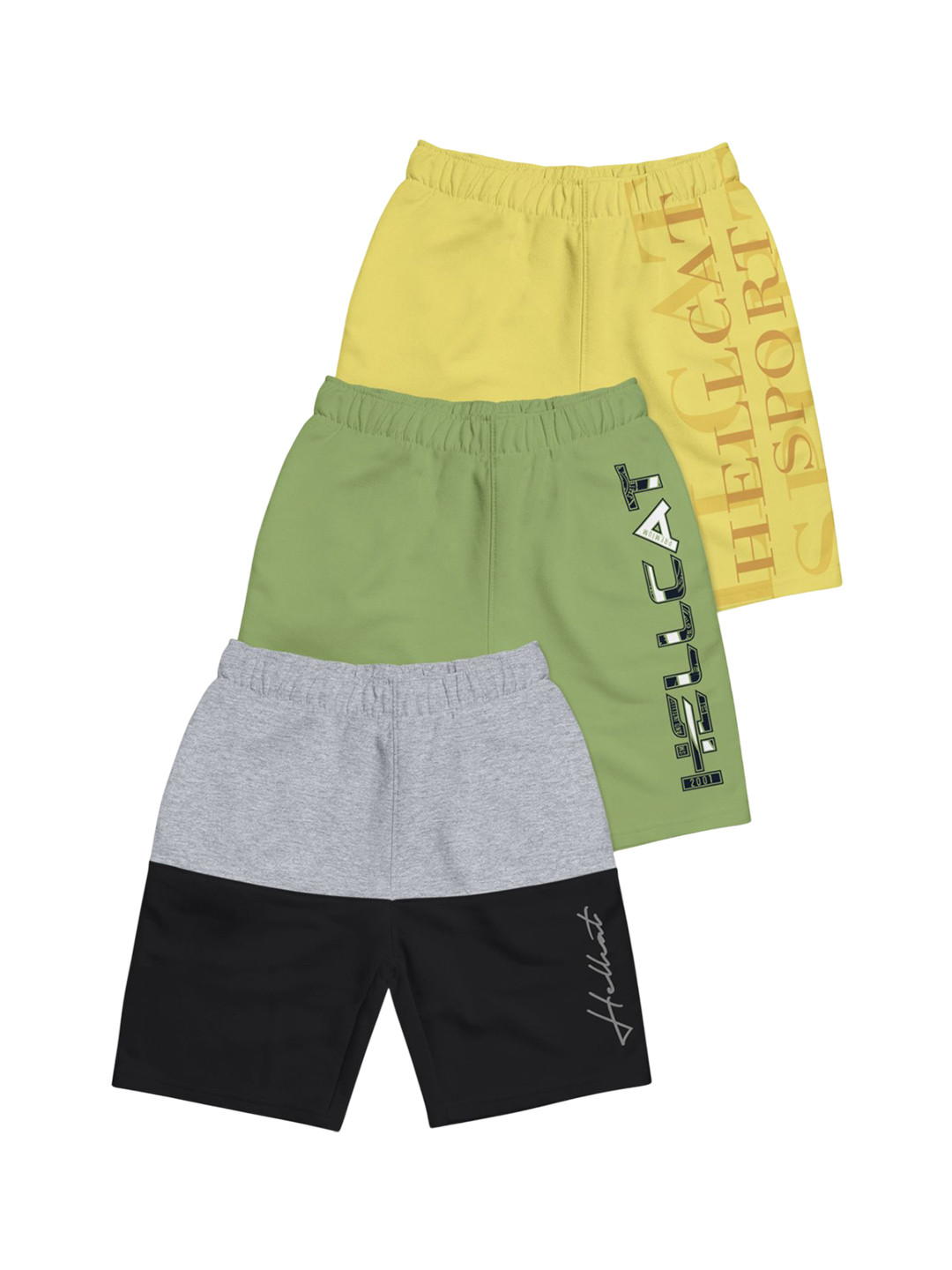

HELLCAT Boys Typography Printed Shorts, Yellow