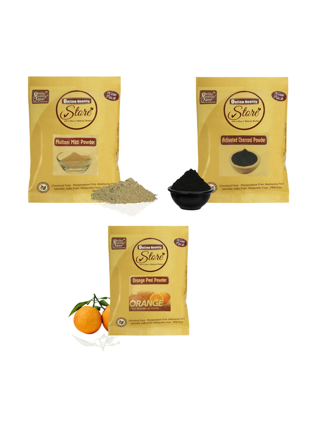 

Online Quality Store Set Of 3 Natural Mask Powder For Acne Or Blemishes - 50 g Each, Black