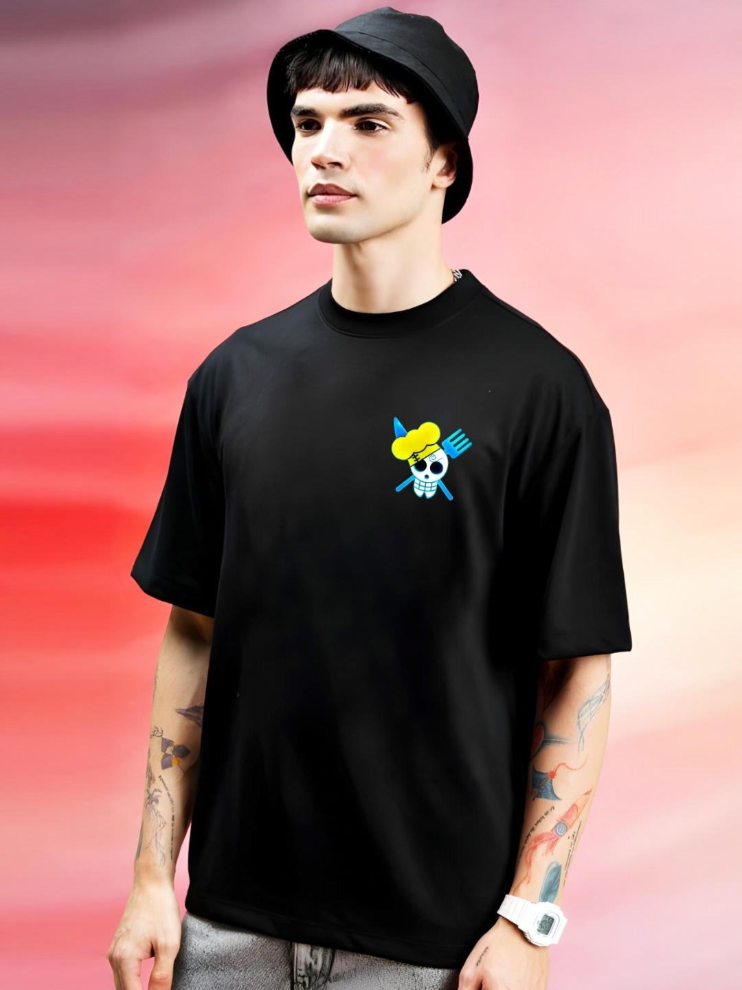 

ZEN1 FASHION Men Printed Abzorb Applique T-shirt, Black