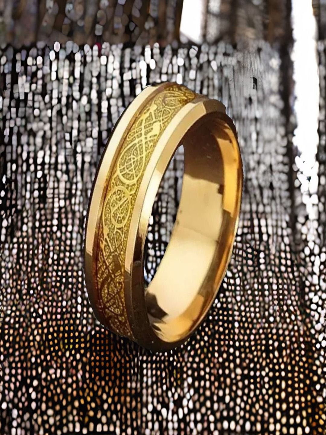 

The Roadster Lifestyle Co Men Gold-Plated Dragon Spinner Design Finger Ring