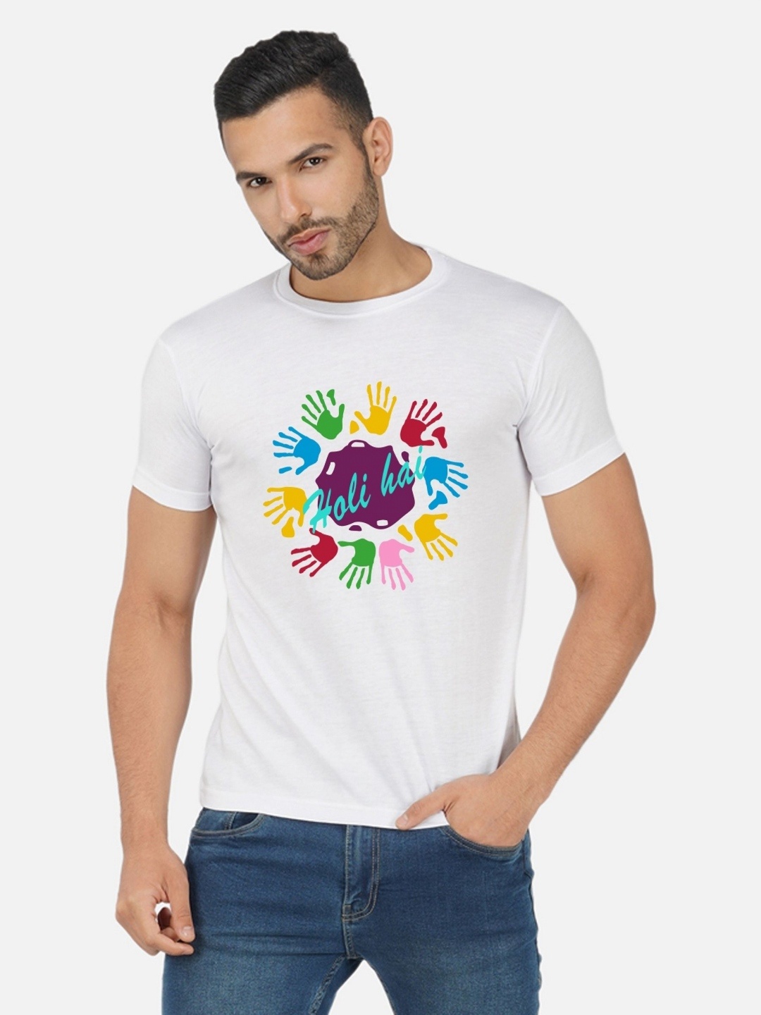 

Moda Rapido Men Holi Printed Tshirt, White