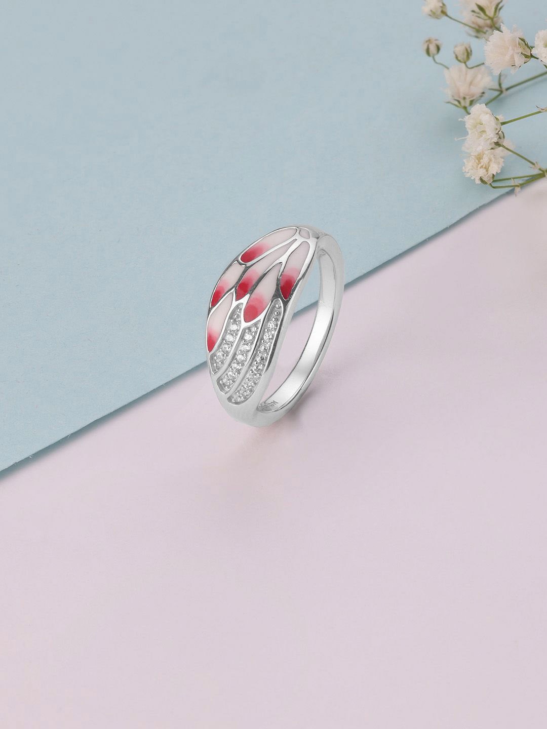

Mia by Tanishq 925 Sterling Silver Cubic Zirconia Studded Blush Wing Finger Ring