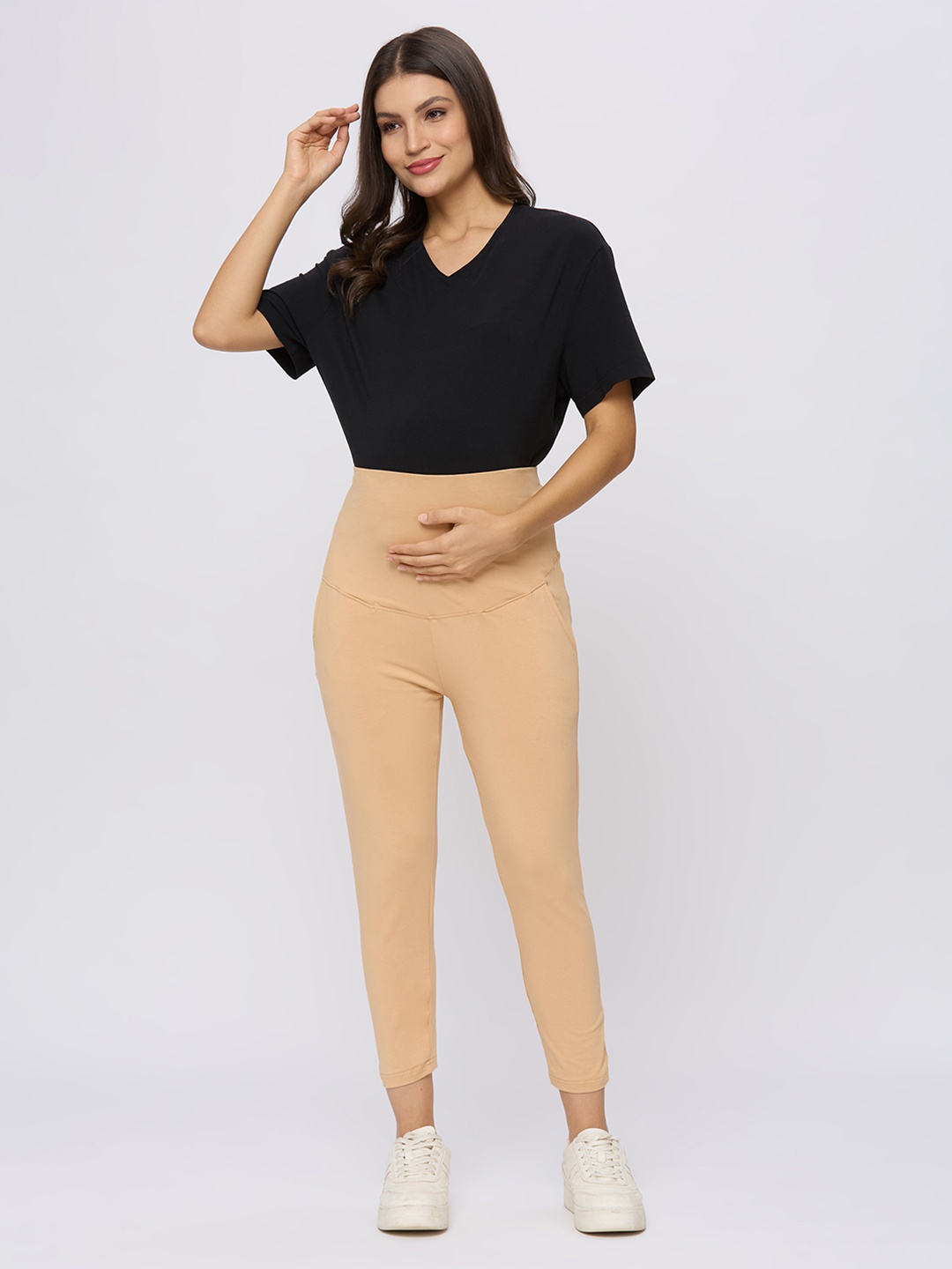 

Evamomies Pre & Post Pregnancy Mat ernity Leggings, Beige