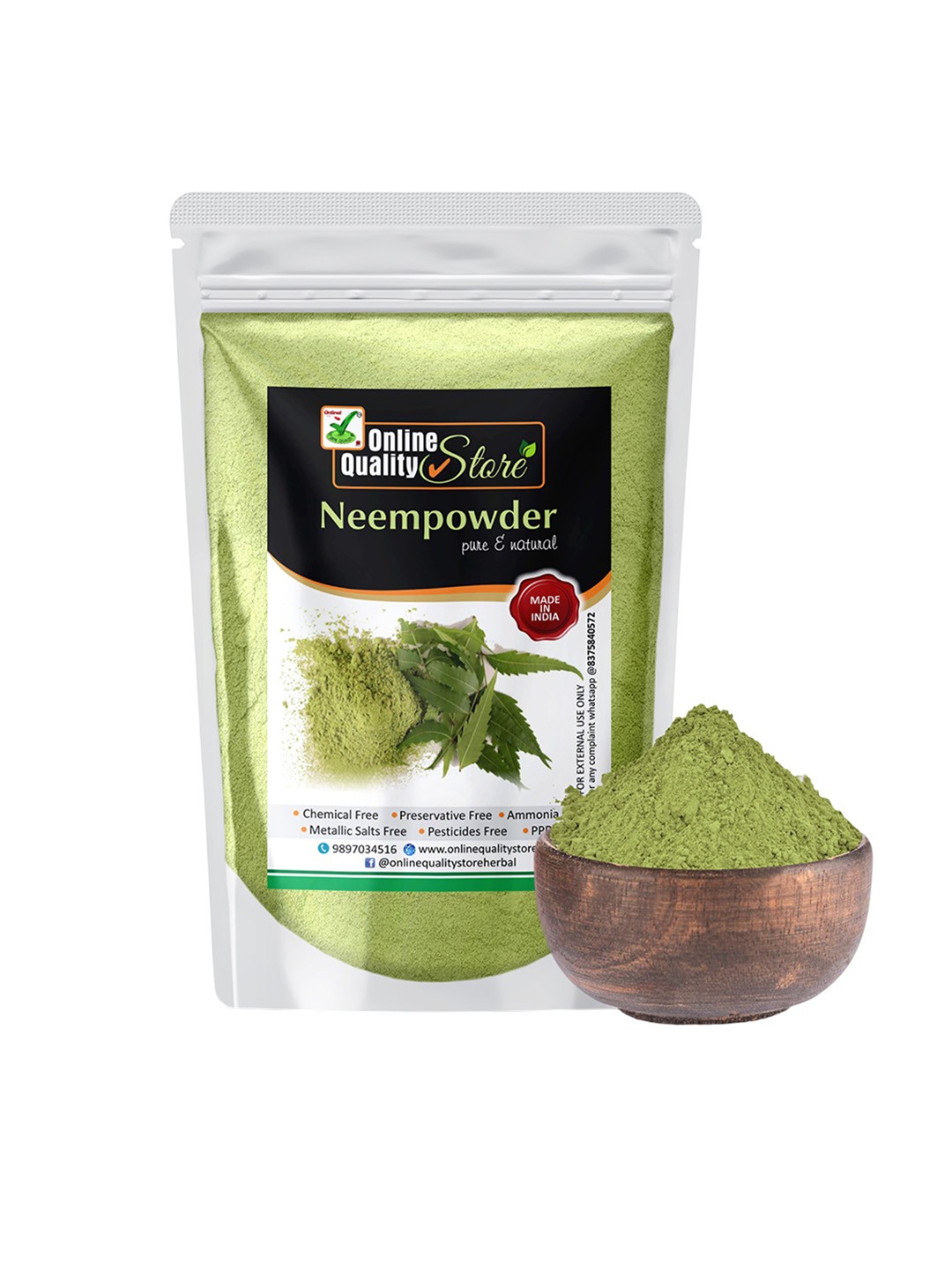

Online Quality Store Natural Neem Powder For Acne or Blemishes - 250 g, Green