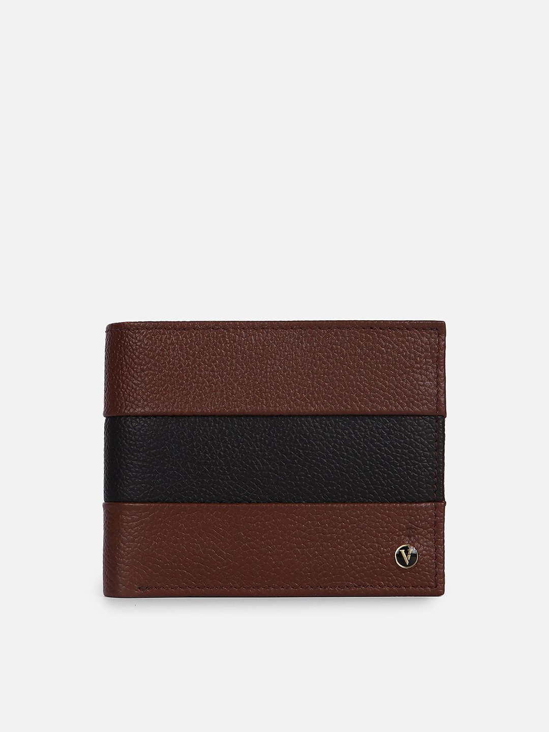 

Van Heusen Men Striped Leather Two Fold Wallet, Brown