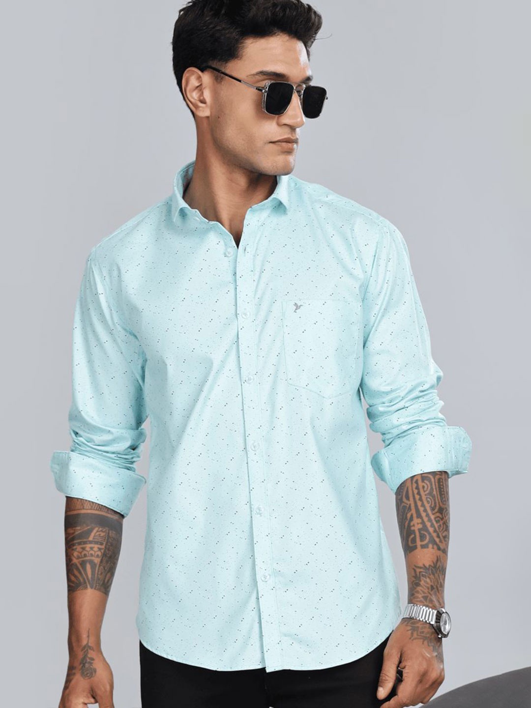 

Blueisland Clothing Men Standard Opaque Printed Formal Shirt, Blue