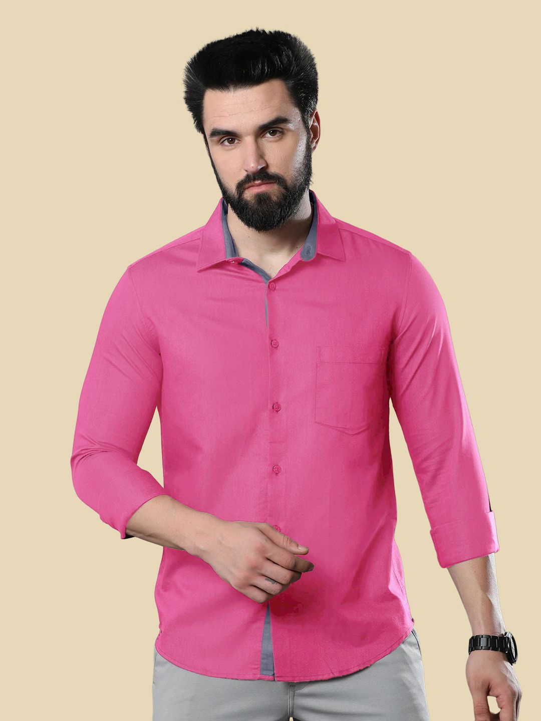

Moda Rapido Men Standard Opaque Formal Shirt, Pink
