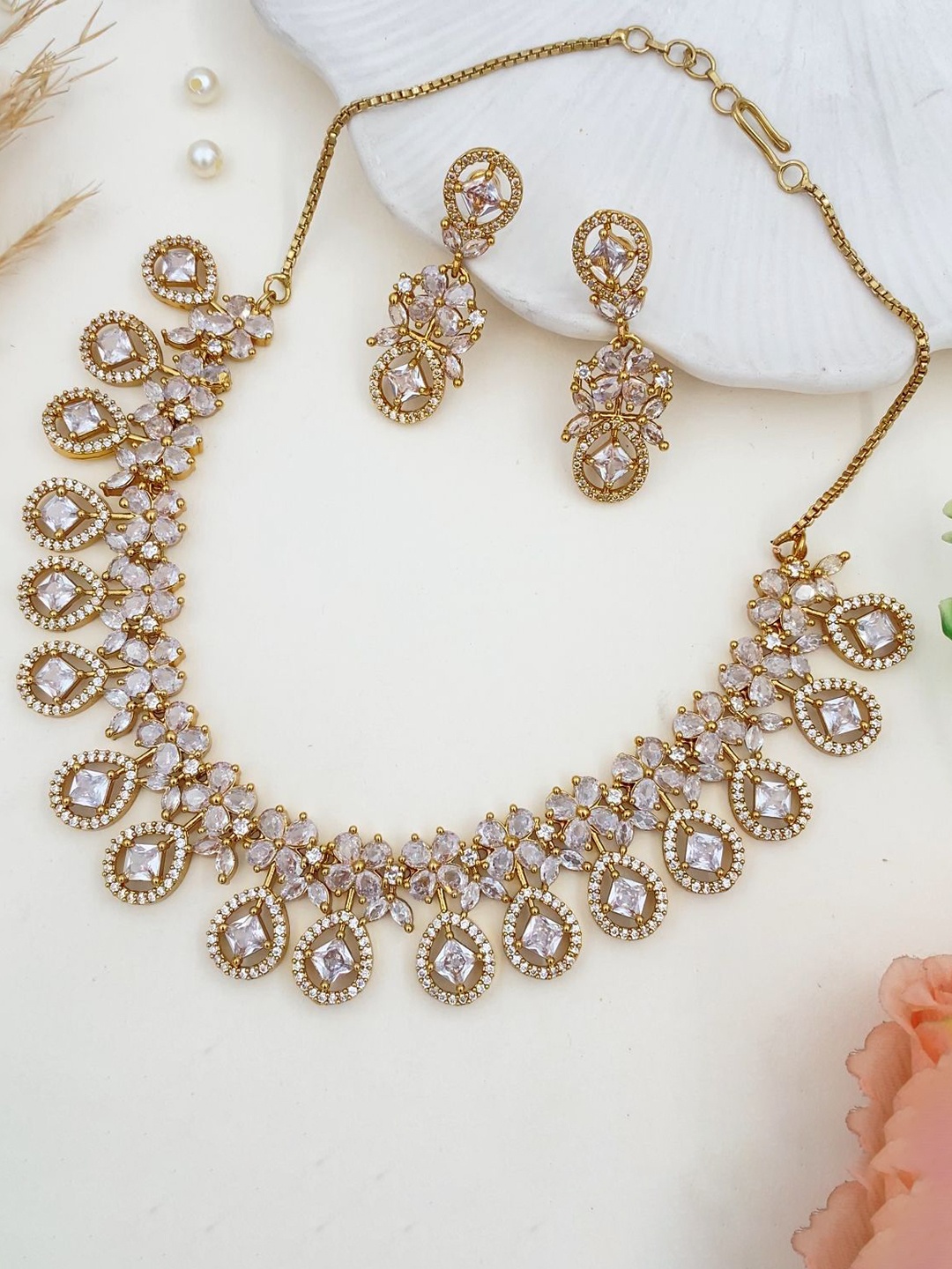 

Rare Bello Gold-Plated American Diamond-Studded Jewellery Set