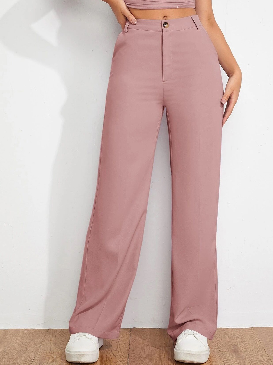 

Chemistry Women Relaxed Straight Leg High-Rise Trousers, Pink