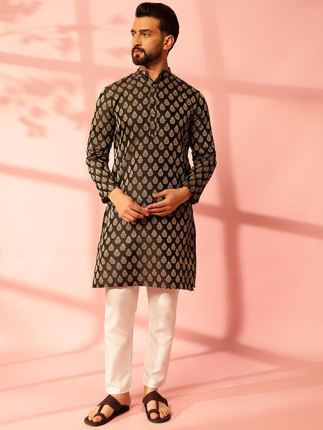 

Anouk Men Regular Kurta with Pyjamas, Black