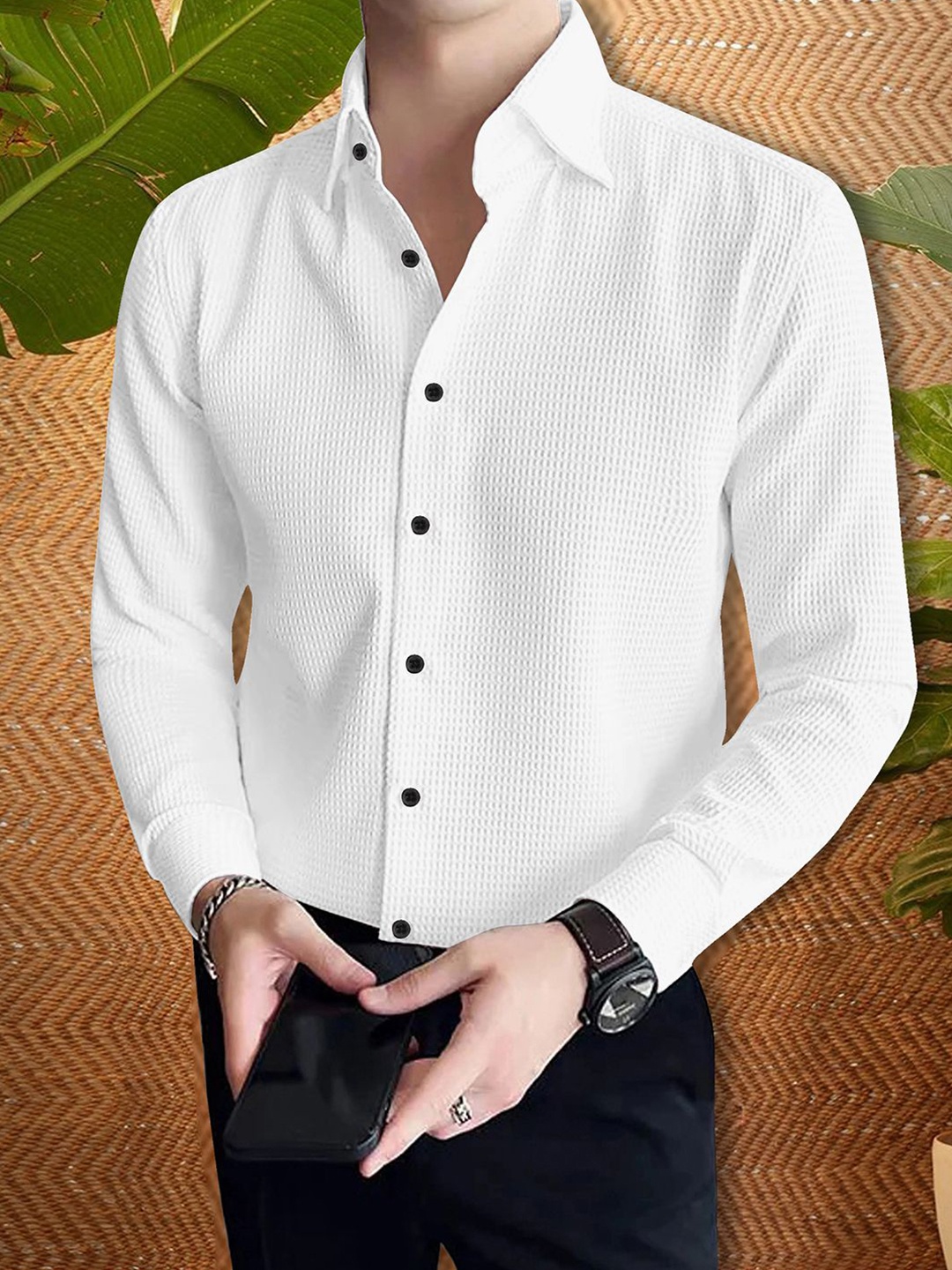 

Moda Rapido Men Original Opaque Casual Shirt, White