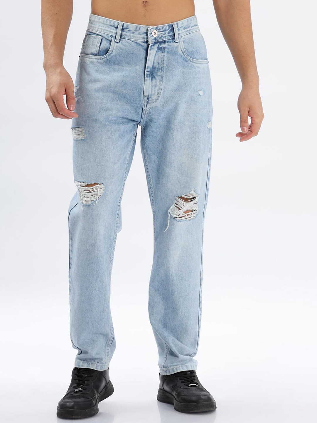 

COLOR HUNT Men Comfort Mildly Distressed Light Fade Jeans, Blue