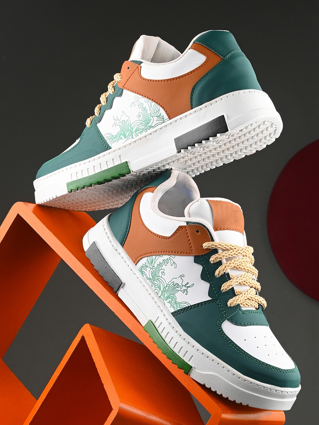 

Shoe Island Men Printed Sneakers, Green