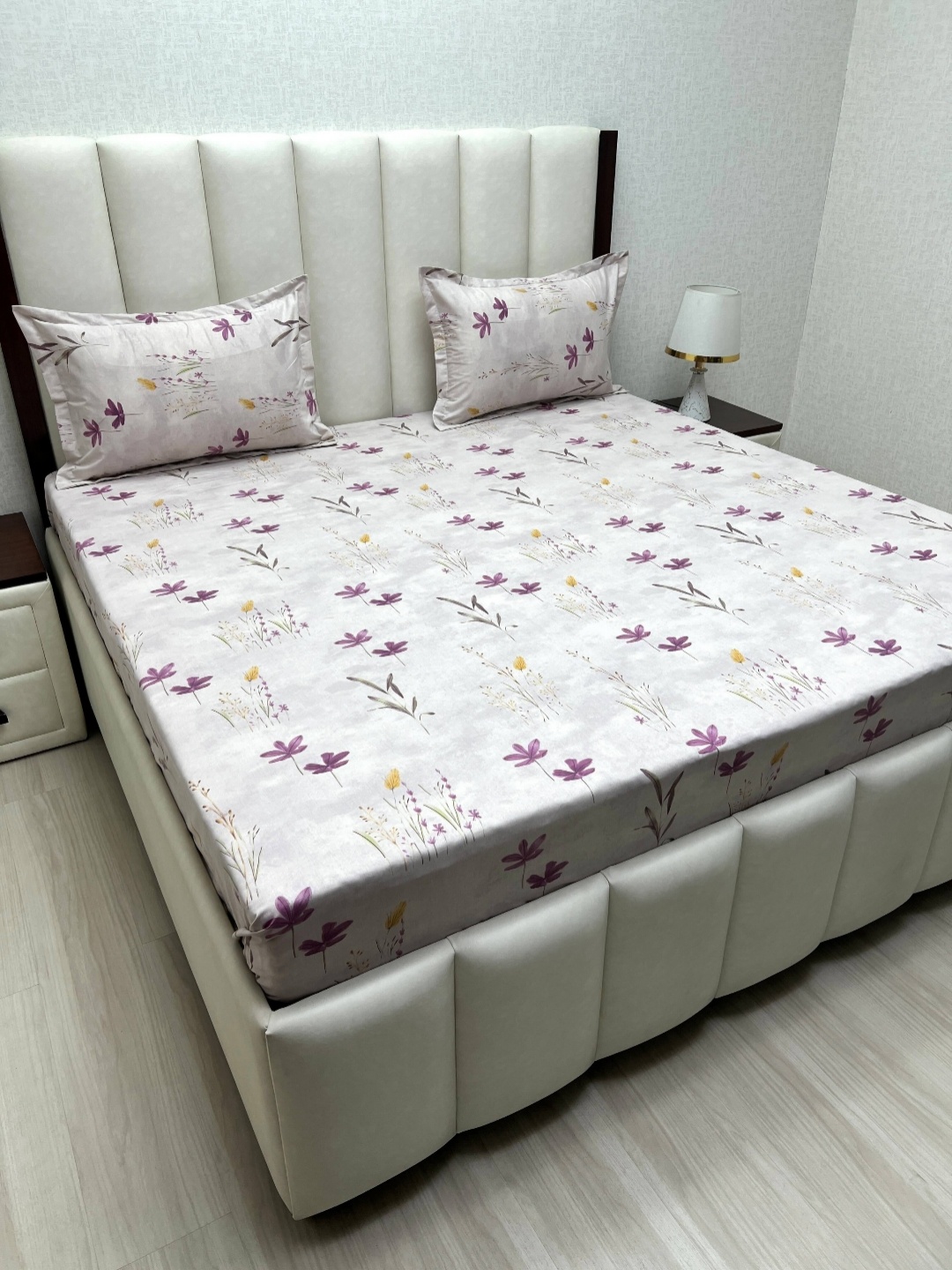

Pure Decor Purple & Yellow Floral 180 TC King Bedsheet with 2 Pillow Covers