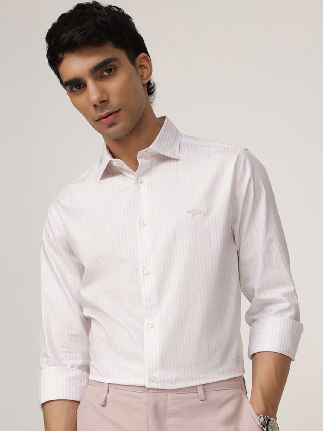 

Andamen Men Premium Opaque Striped Casual Shirt, Pink