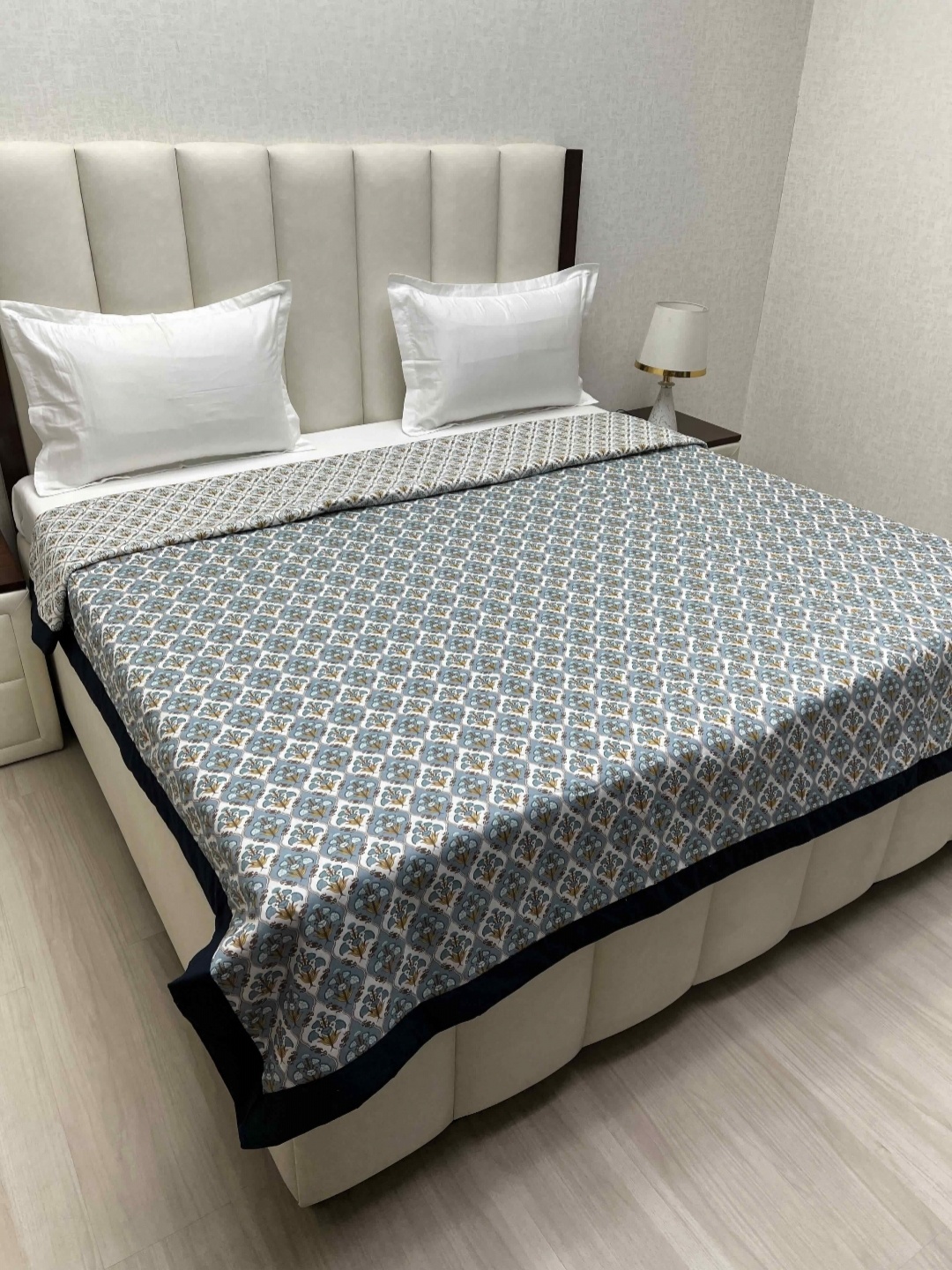 

Pure Decor Blue & White Floral AC Room Double Bed Dohar