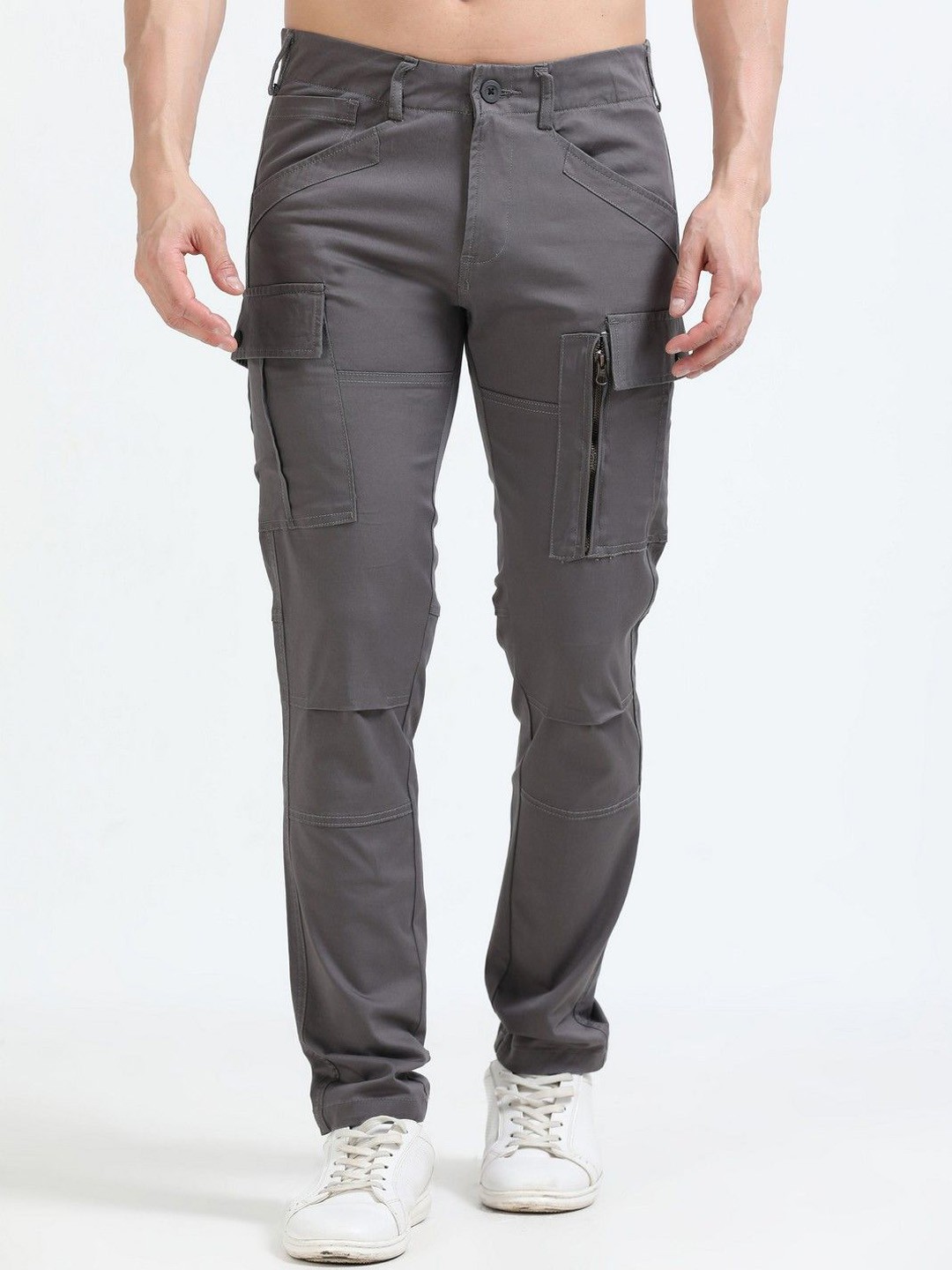 

THE BEETEL HOUSE Men Relaxed Heavy Utility Cargos Trousers, Grey