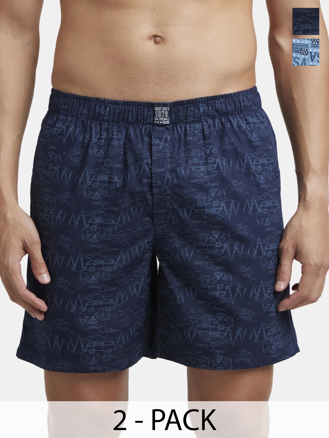 

Jockey Men Printed Sports Shorts, Navy blue