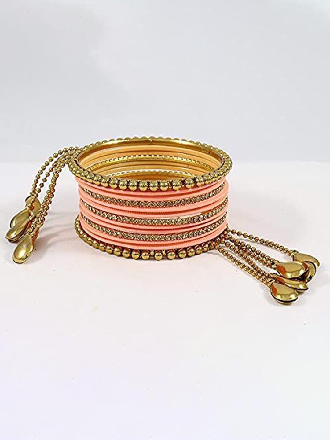 

ZULKA Set Of 26 Metal With Cubic Zircon Gemstone Studded Bangles, Gold