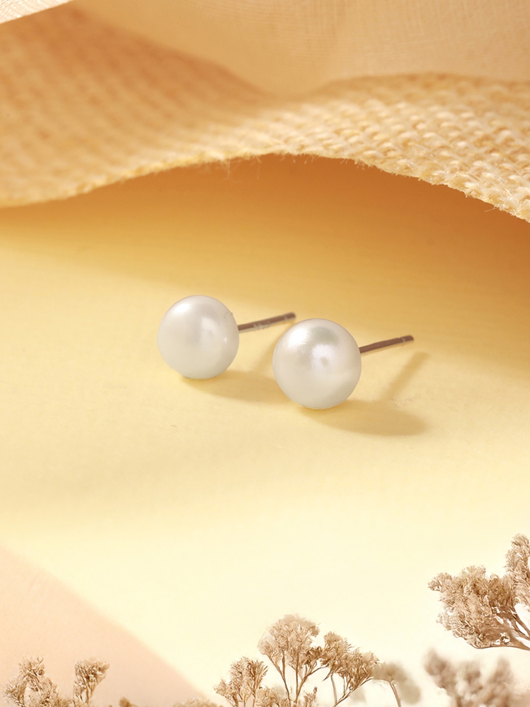 

SARAF SILVERETZ 925 Sterling Silver-Plated Circular Pearls Studs, White