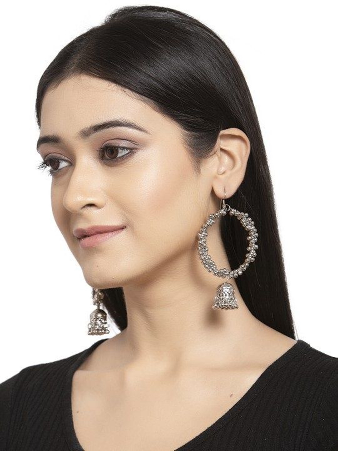 

JMBW INTERNATIONAL Silver-Plated Beaded Oxidised Necklace & Earrings
