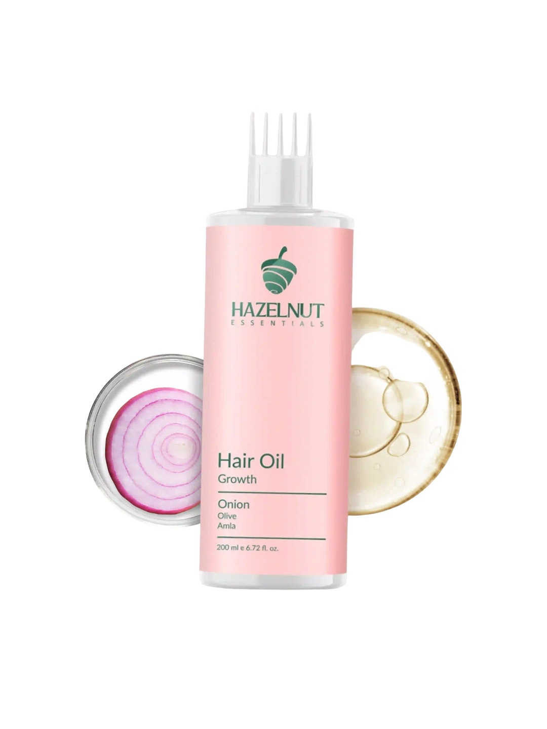 

Hazelnut Essentials Onion Hair Oil With Amla & Olive For Hair Growth- 200 ml, Pink