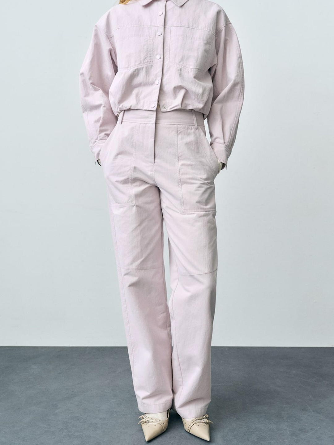 

MANGO Women Twill Weave Trousers, Beige