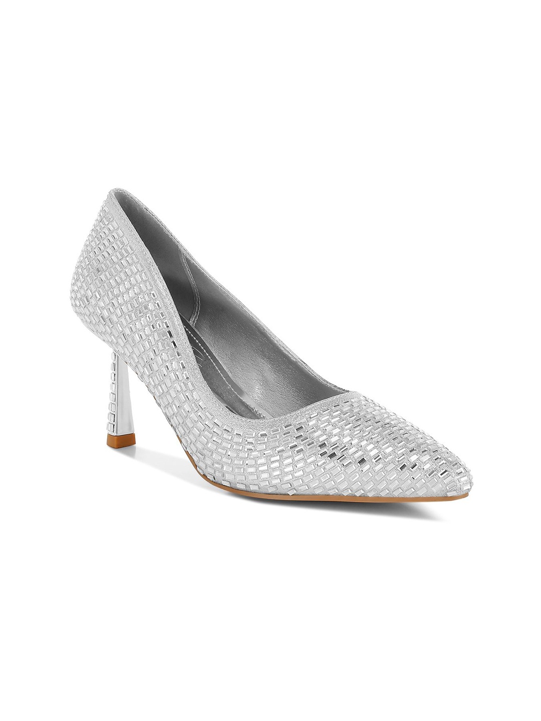 

London Rag Leather Block Pumps, Silver