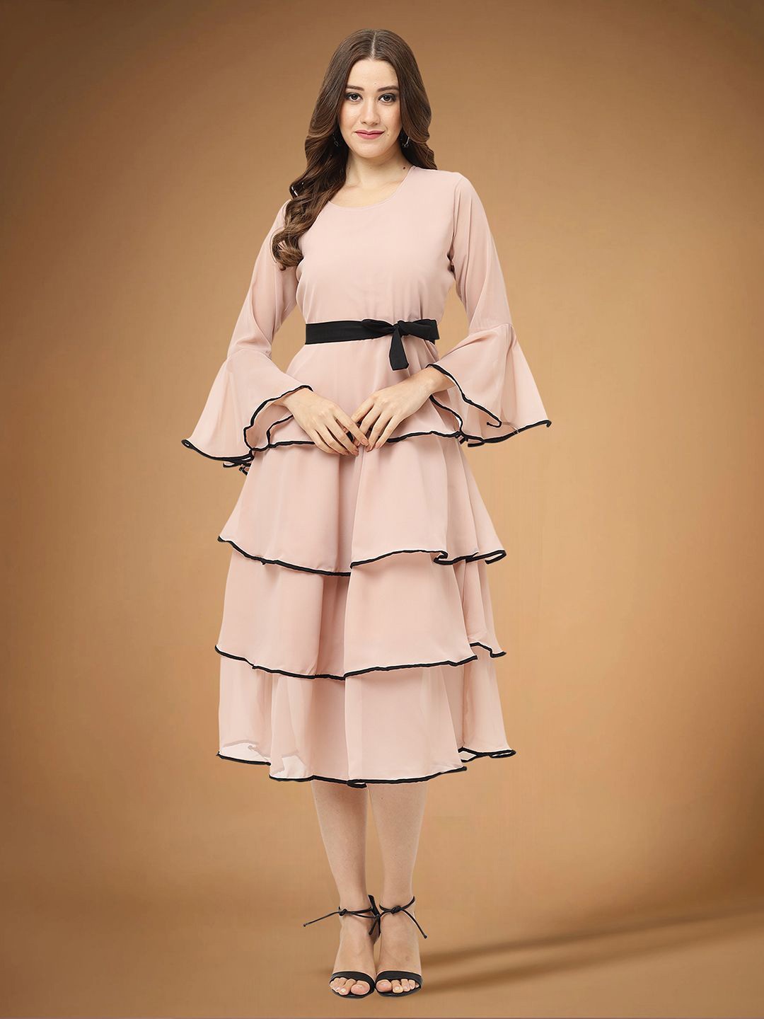 

Moda Rapido Applique Fit & Flare Dress, Peach