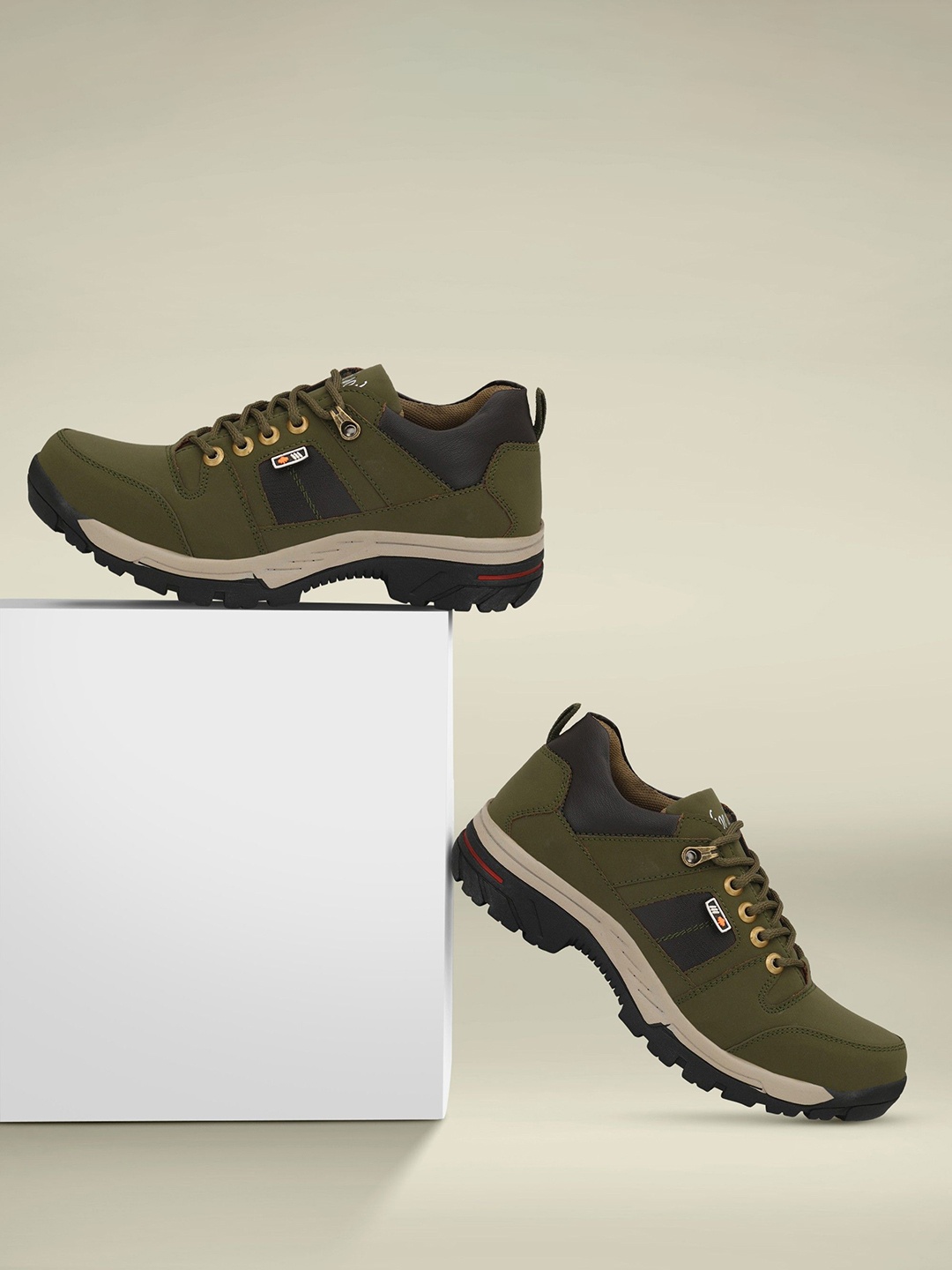 

Shoe Island Hiker-X Men Heavy Duty Ankle Length Casual Sneakers, Olive