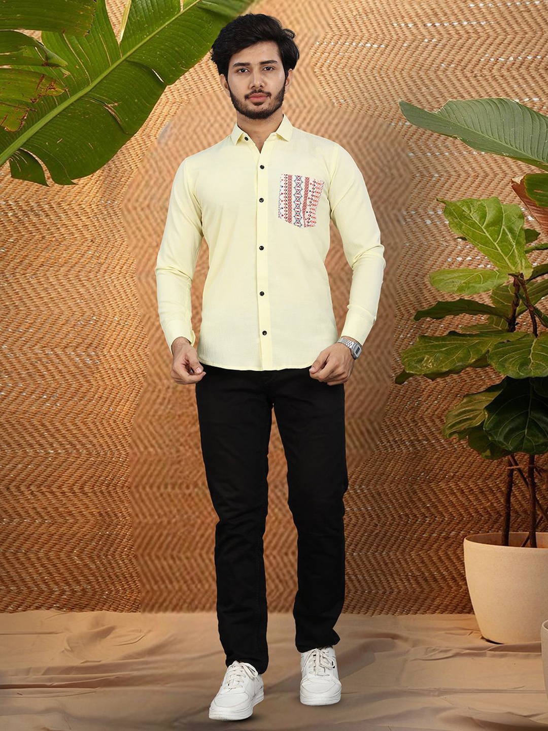 

Moda Rapido Men Original Opaque Casual Shirt, Yellow