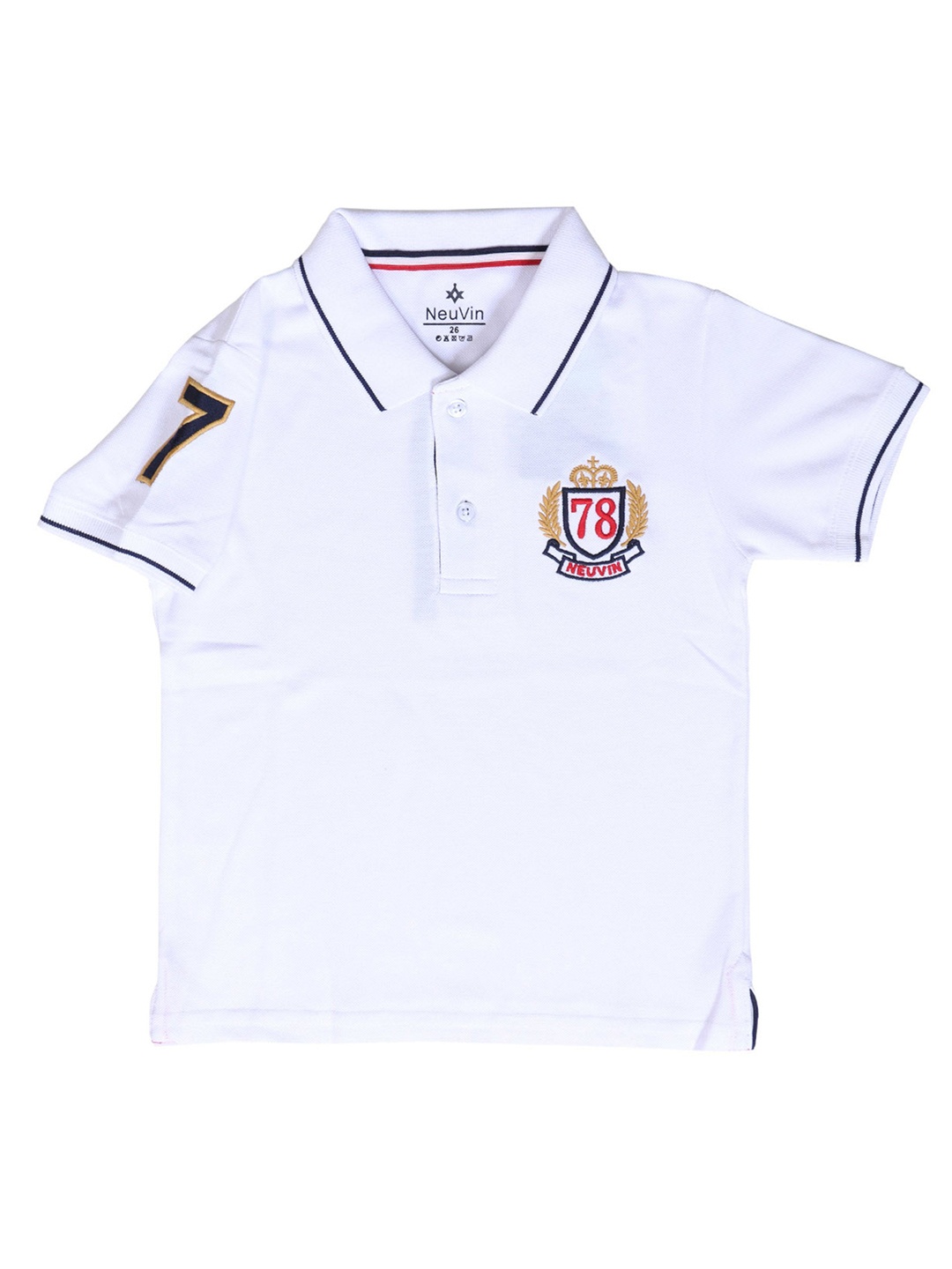 

NeuVin Boys Polo Collar Applique T-shirt, White