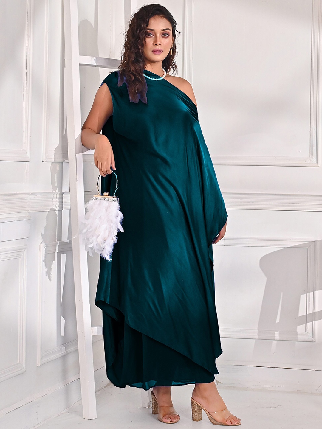 

Unityshop One Shoulder Sleeveless Tunic With Trousers, Green