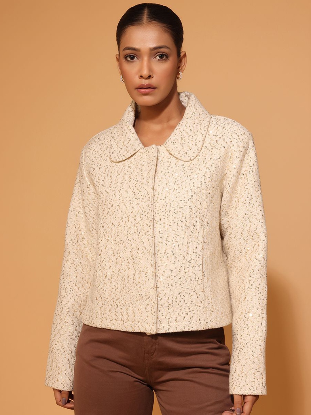 

BLANC9 Embellished Single-Breasted Coat, Cream
