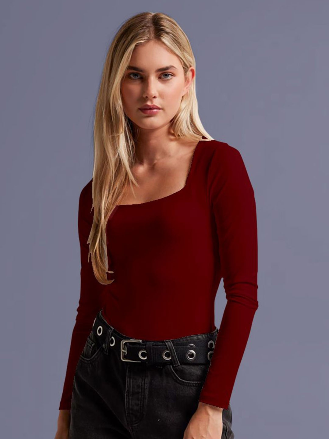 

Dream Beauty Fashion Women Square Neck Top, Maroon