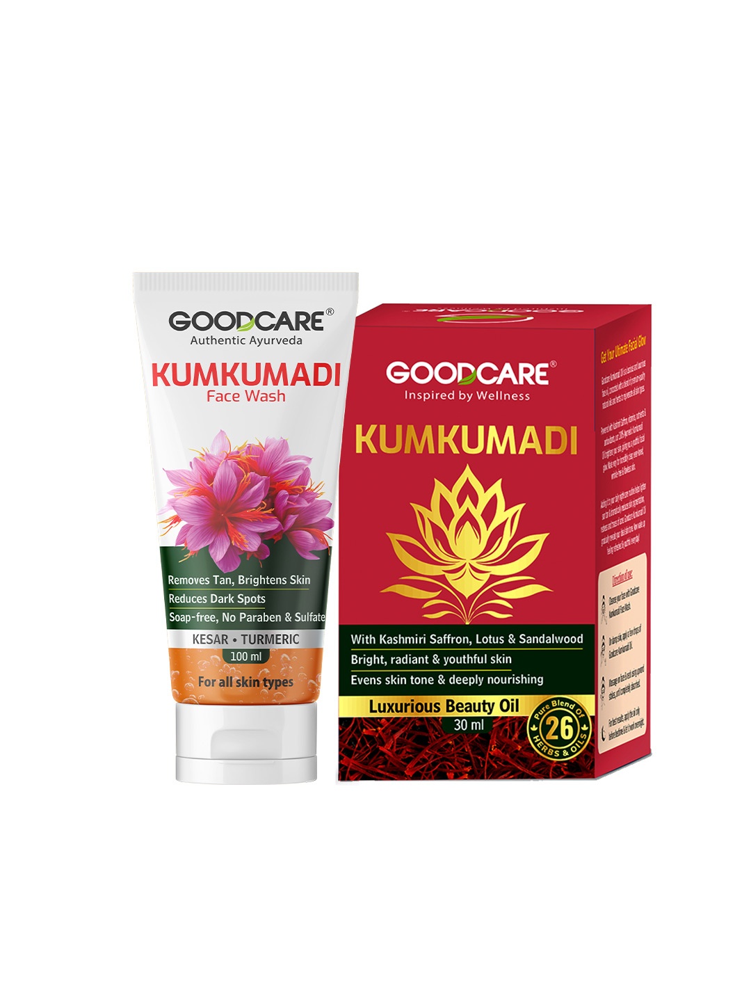 

GOODCARE Set Of Kumkumadi Oil - 30 ml & Kumkumadi Facewash - 100 ml Skin Care Combo, Transparent