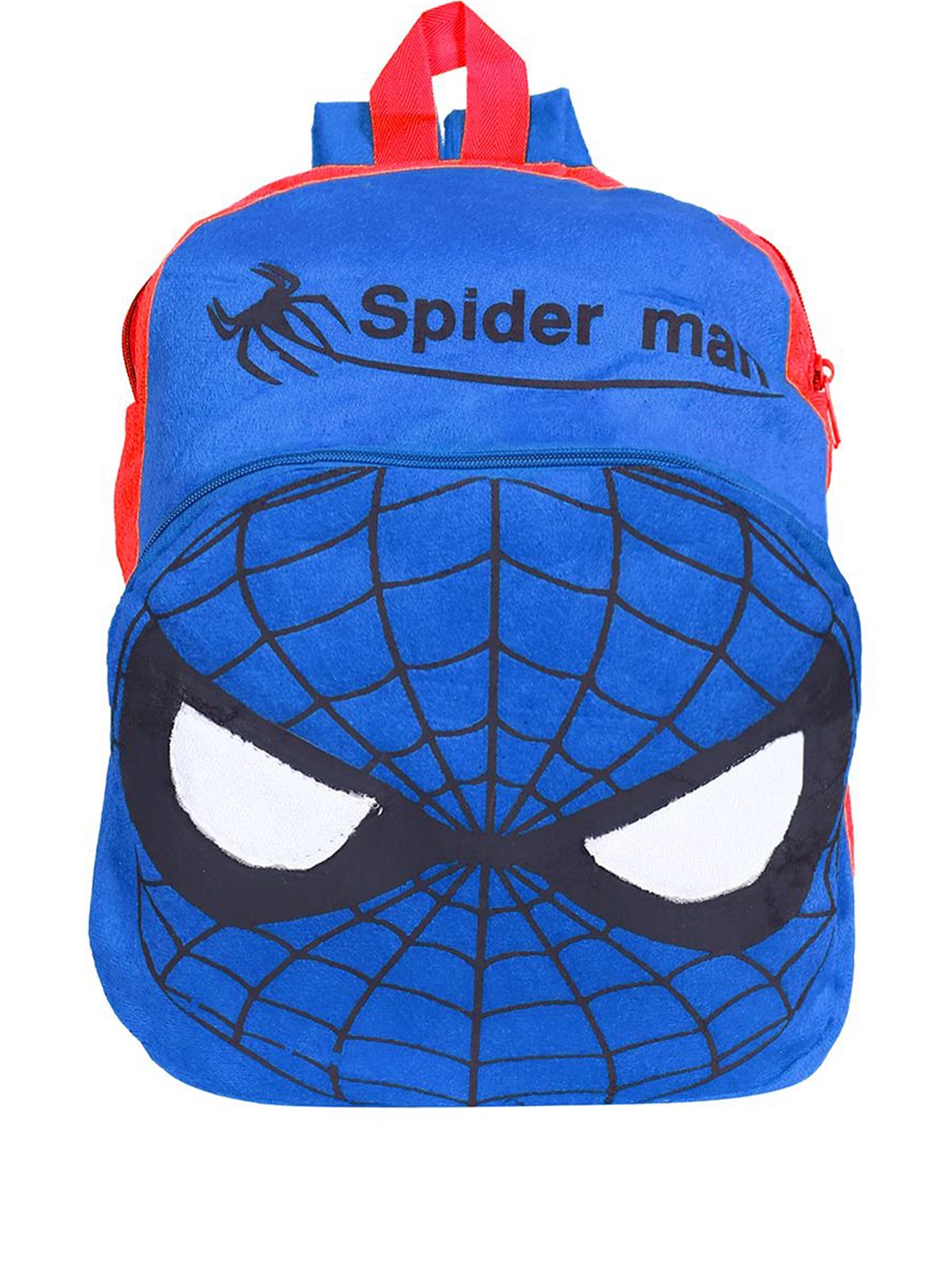 

Kuber Industries Unisex Spiderman Backpack|2 Compartment Velvet School Bag|Blue