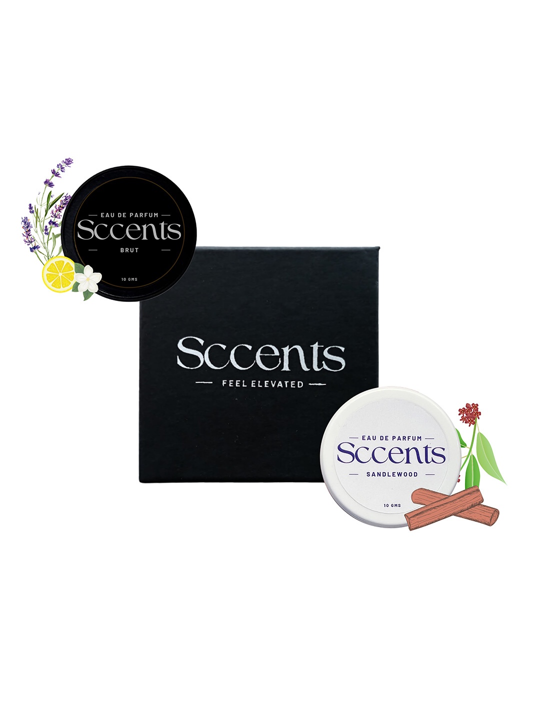 

Sccents Set Of 2 Brut & Sandalwood Long Lasting Solid Perfume - 10 g Each, White