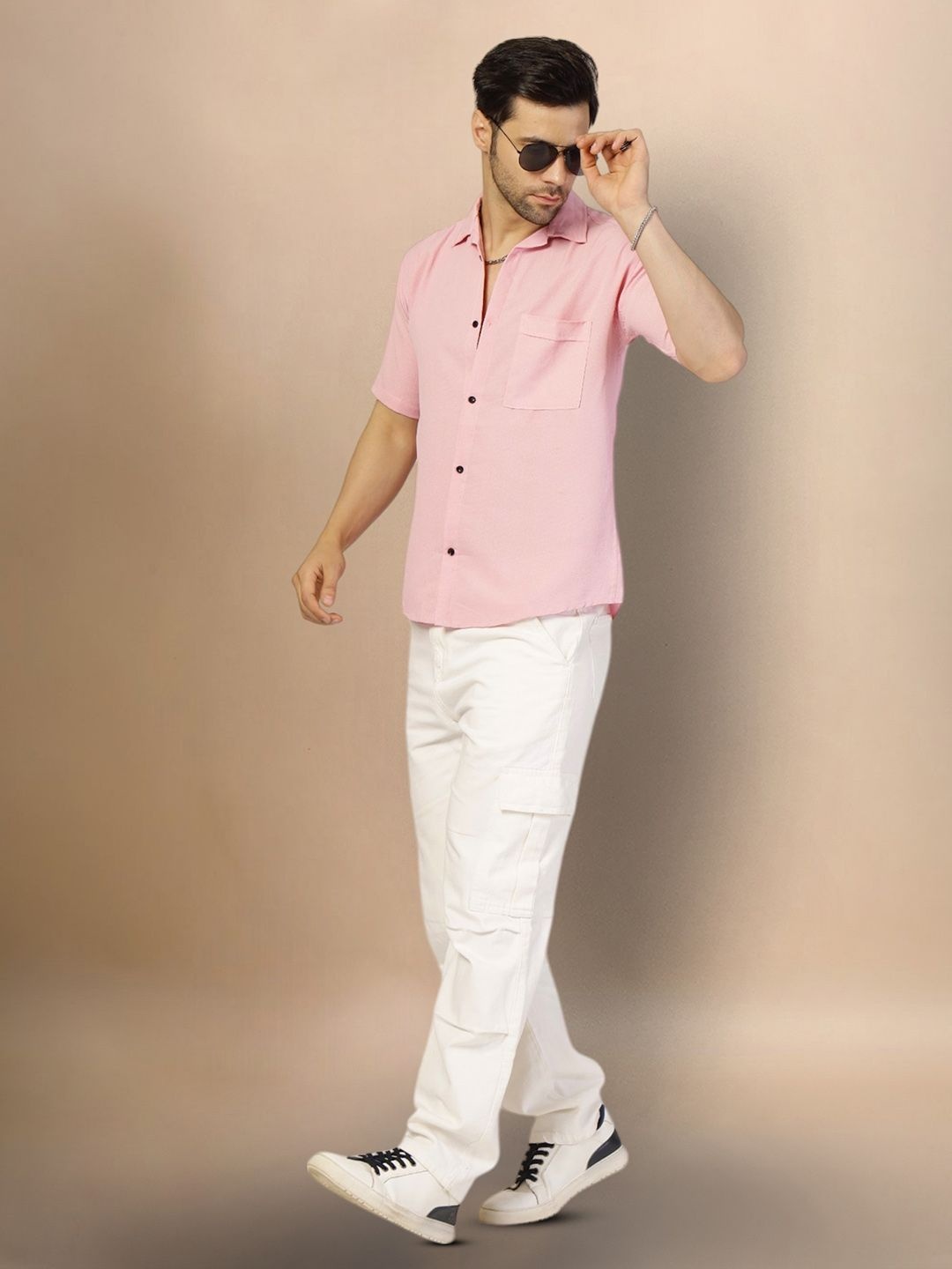 

Moda Rapido Men Original Opaque Casual Shirt, Pink