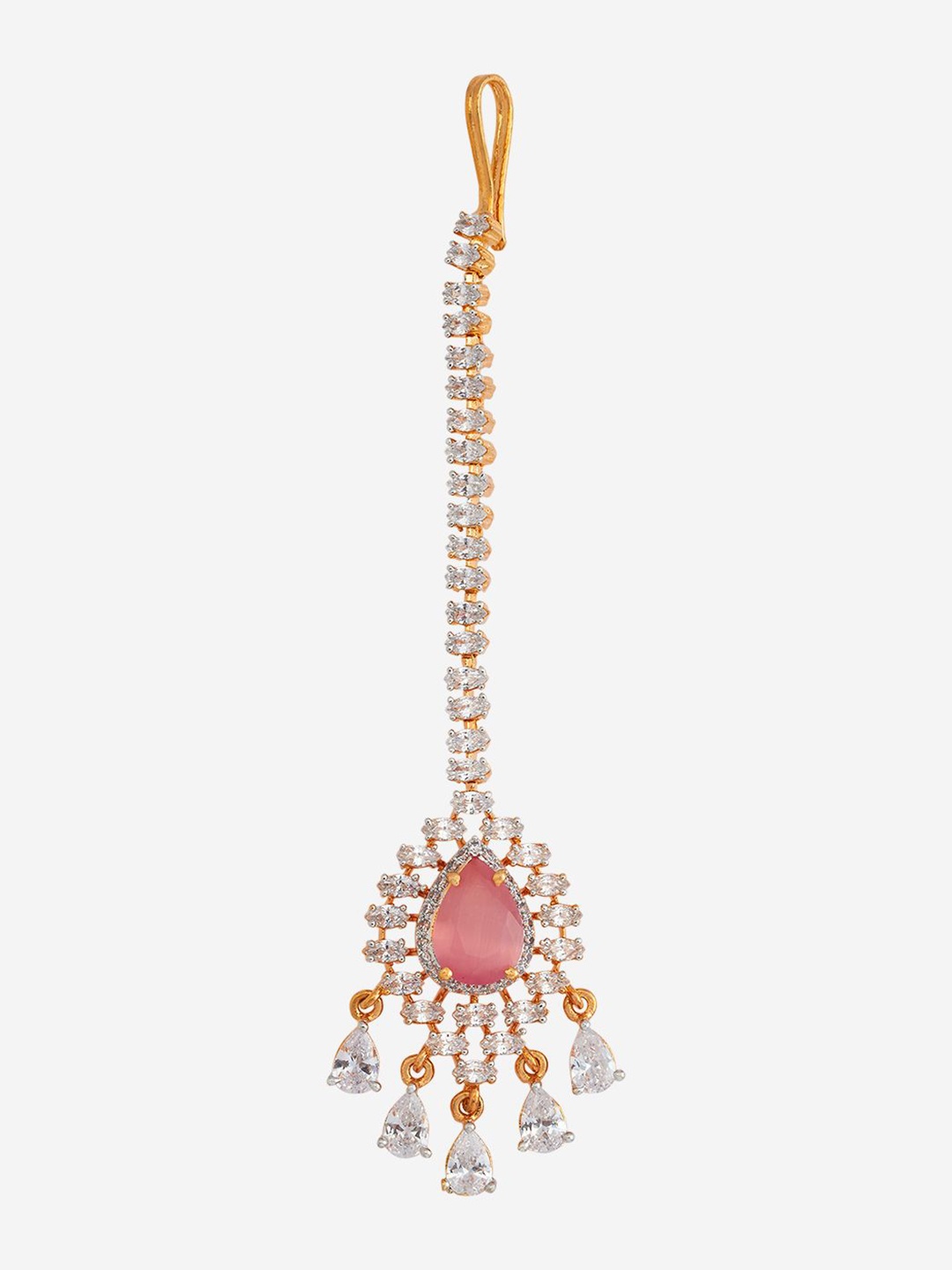 

Kushal's Fashion Jewellery Gold-Plated Zircon Studded Maang Tikka Head Jewellery