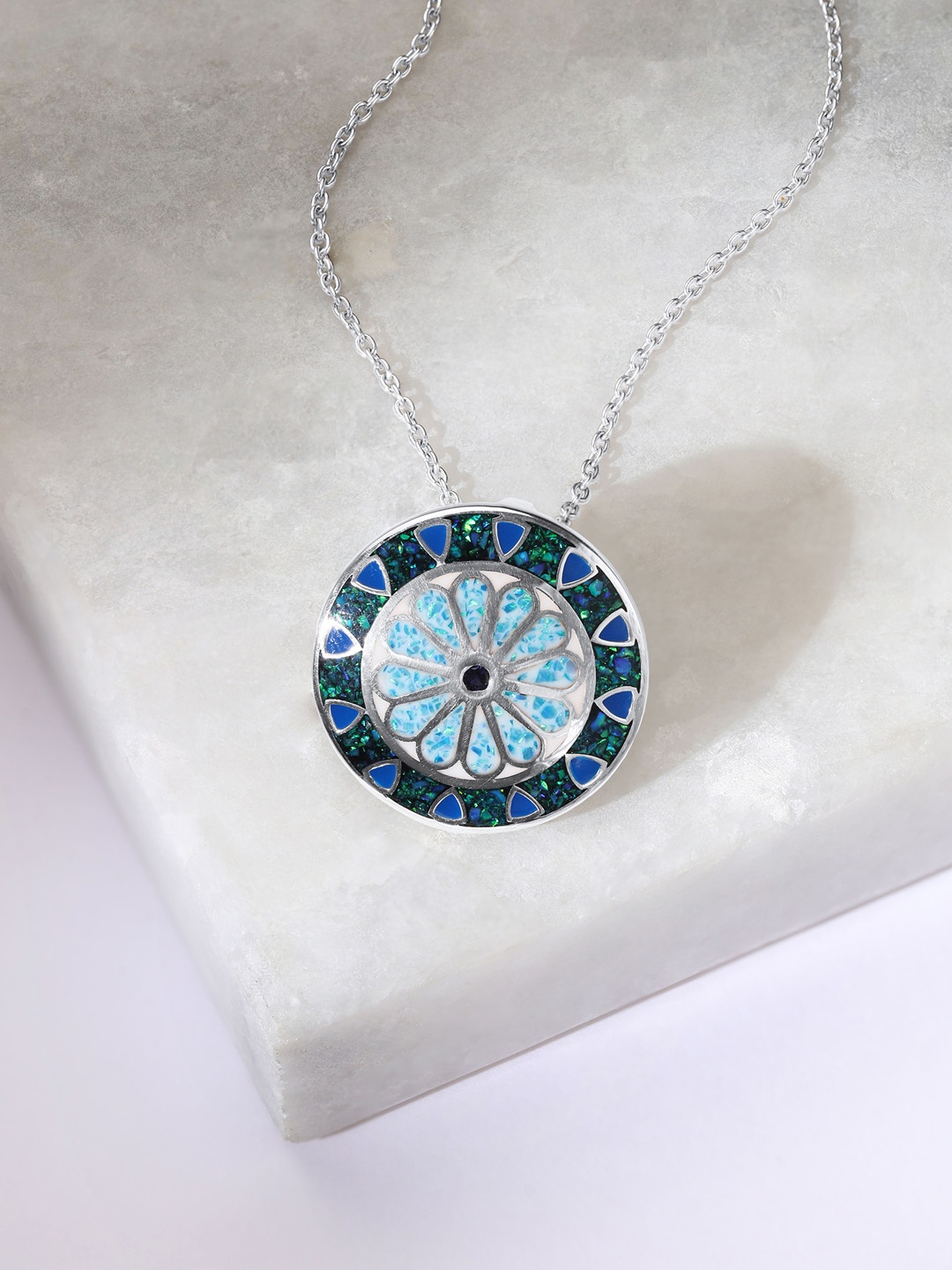 

Mia by Tanishq Silver Midnight Mosaic Floral Pendants