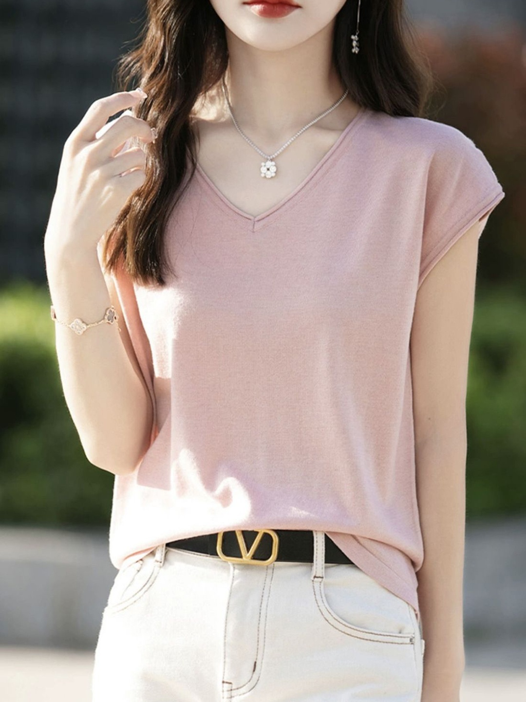 

StyleCast Women V-Neck T-shirt, Pink