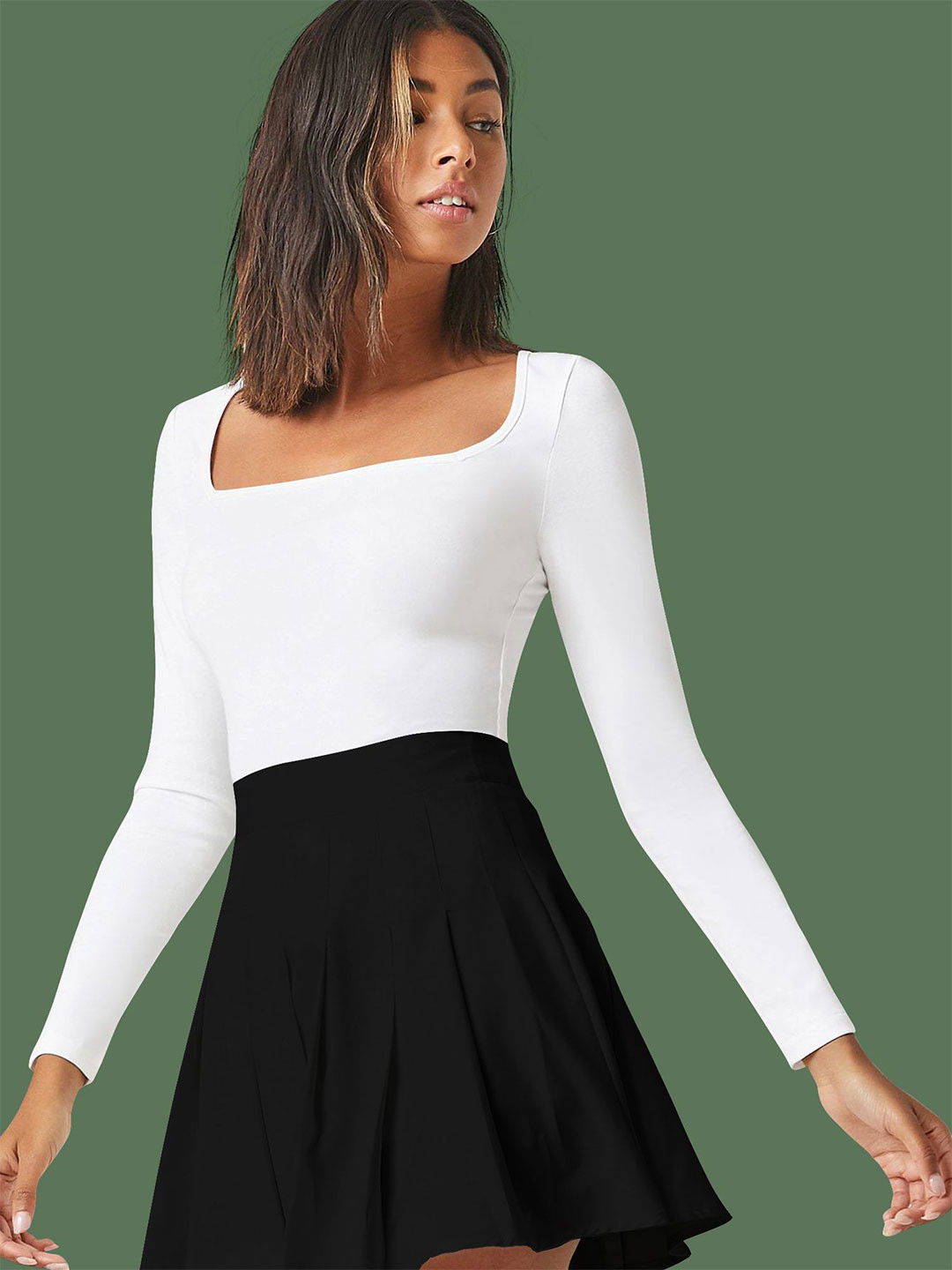 

Dream Beauty Fashion Women Square Neck Crop Top, White