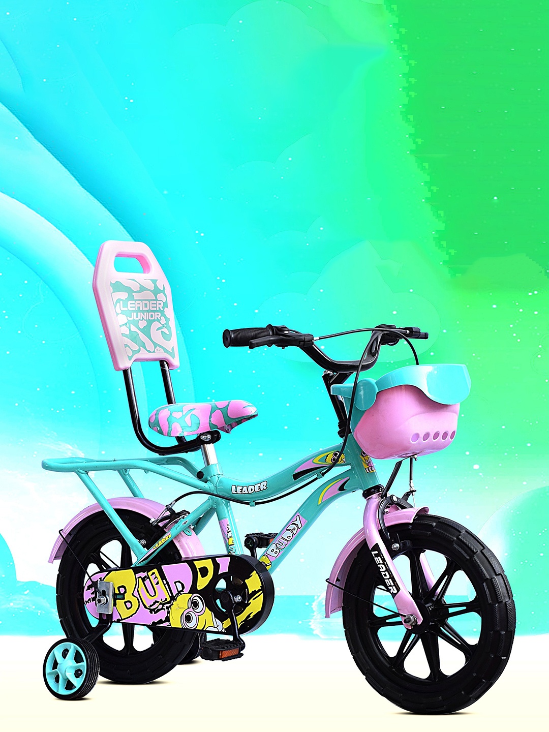 

LEADER Kids Bicycle With Training Wheels, Sea green