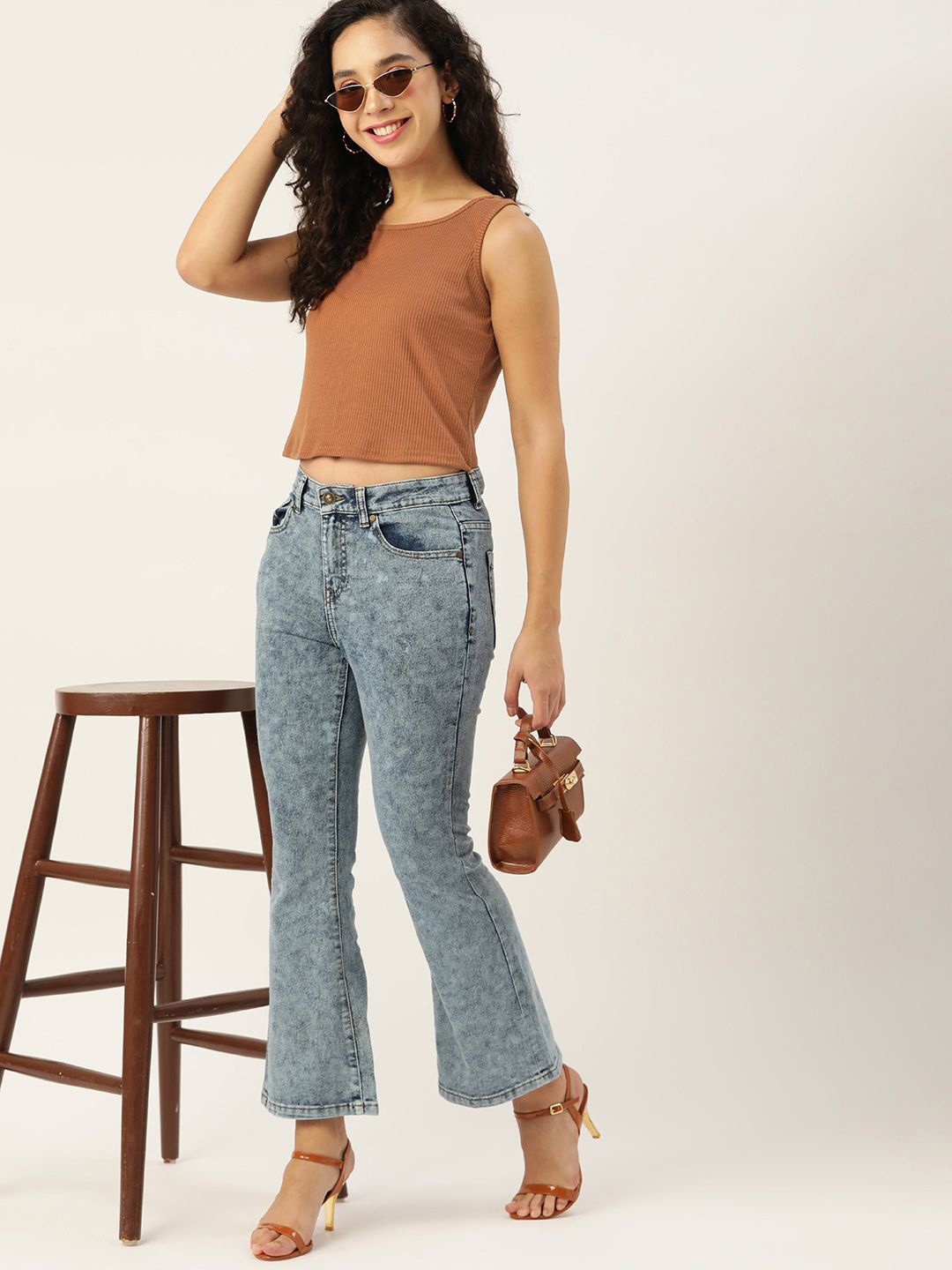 

DressBerry Cotton Styled Back Top, Brown