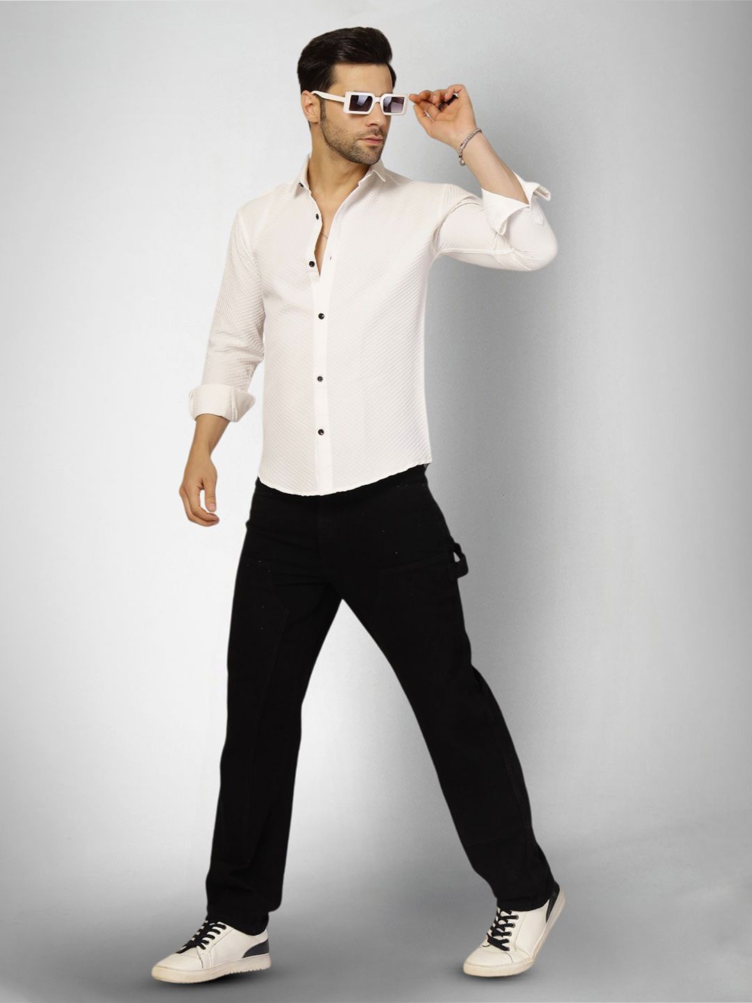 

Moda Rapido Men Original Opaque Casual Shirt, White