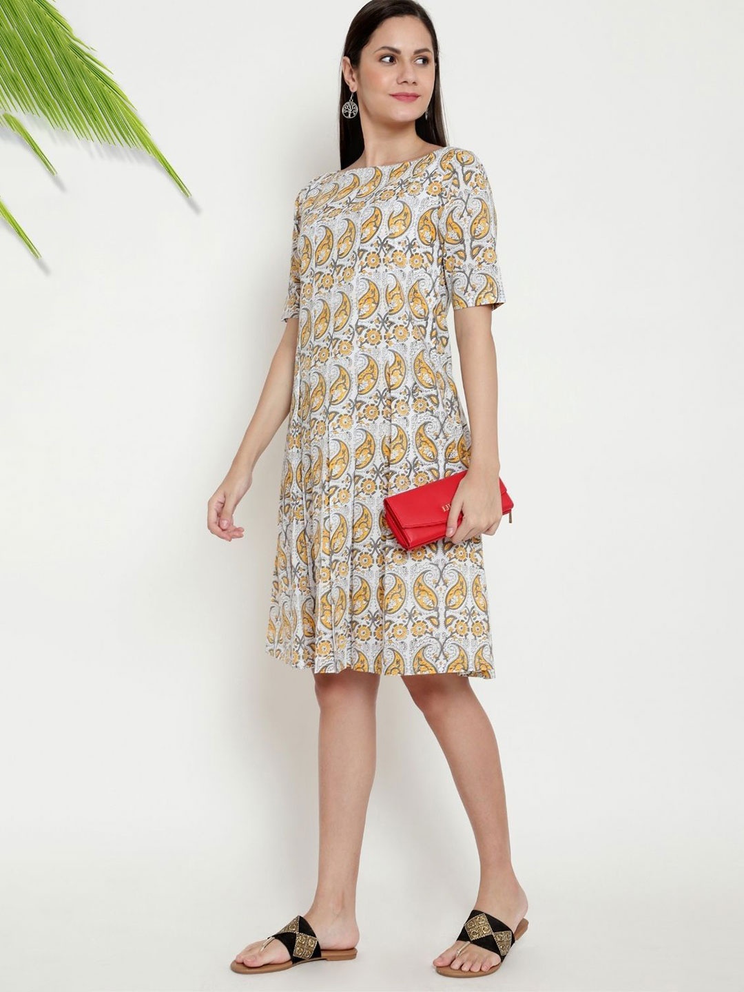 

PALASH Floral Print Fit & Flare Dress, White