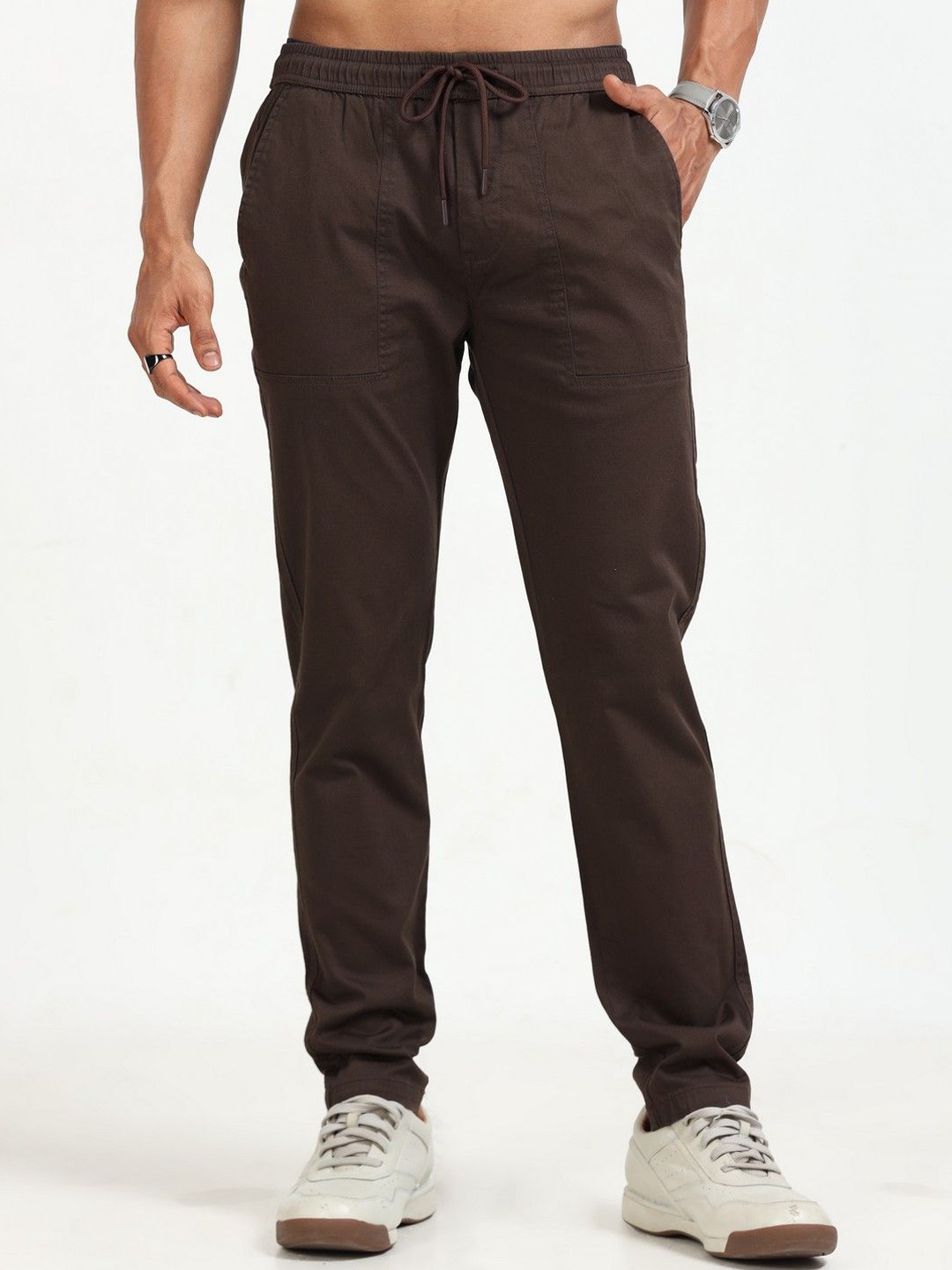 

THE BEETEL HOUSE Men Relaxed Comfy Airport Trousers, Brown
