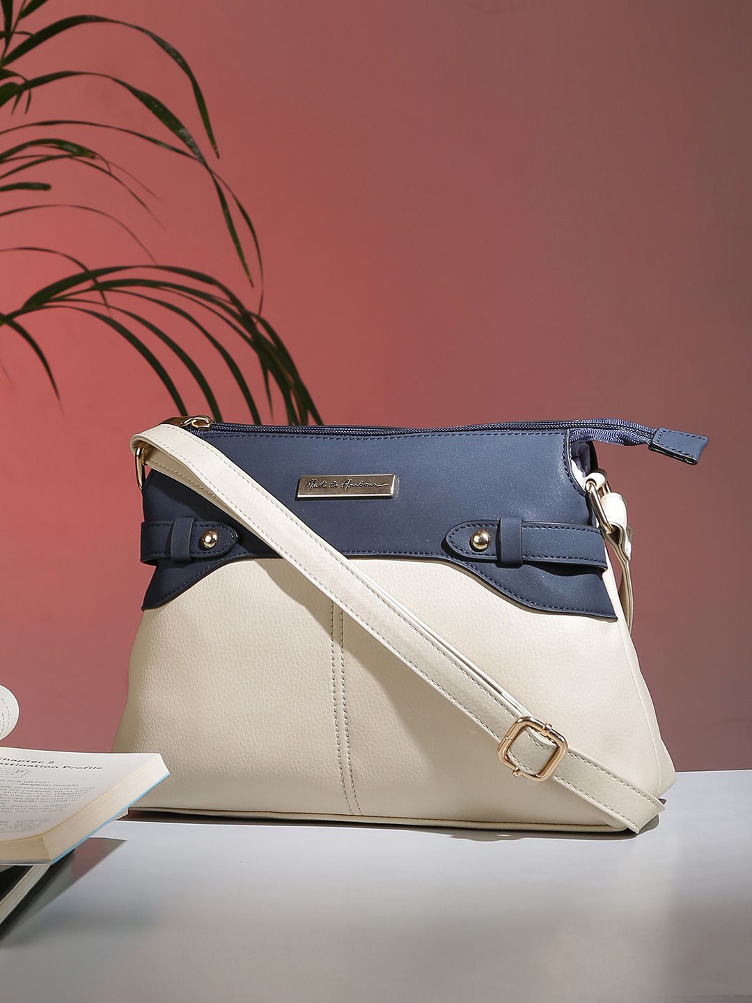 

Mast & Harbour Colourblocked Swagger Sling Bag, Beige