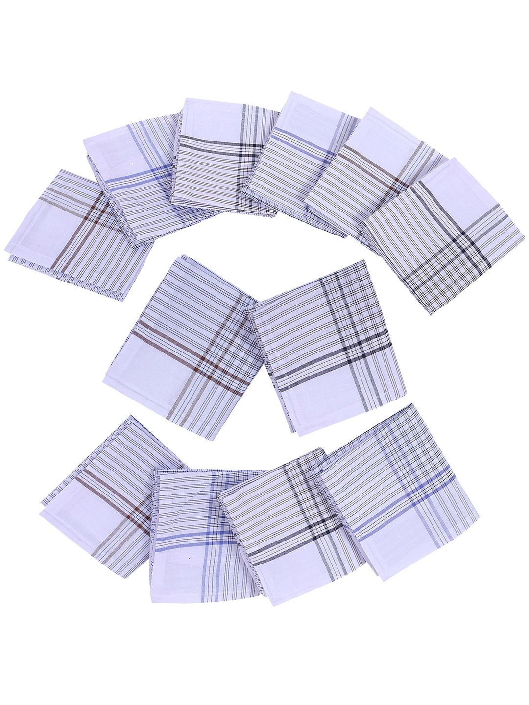 

Kuber Industries 12-Pcs Checked Cotton Handkerchief, White